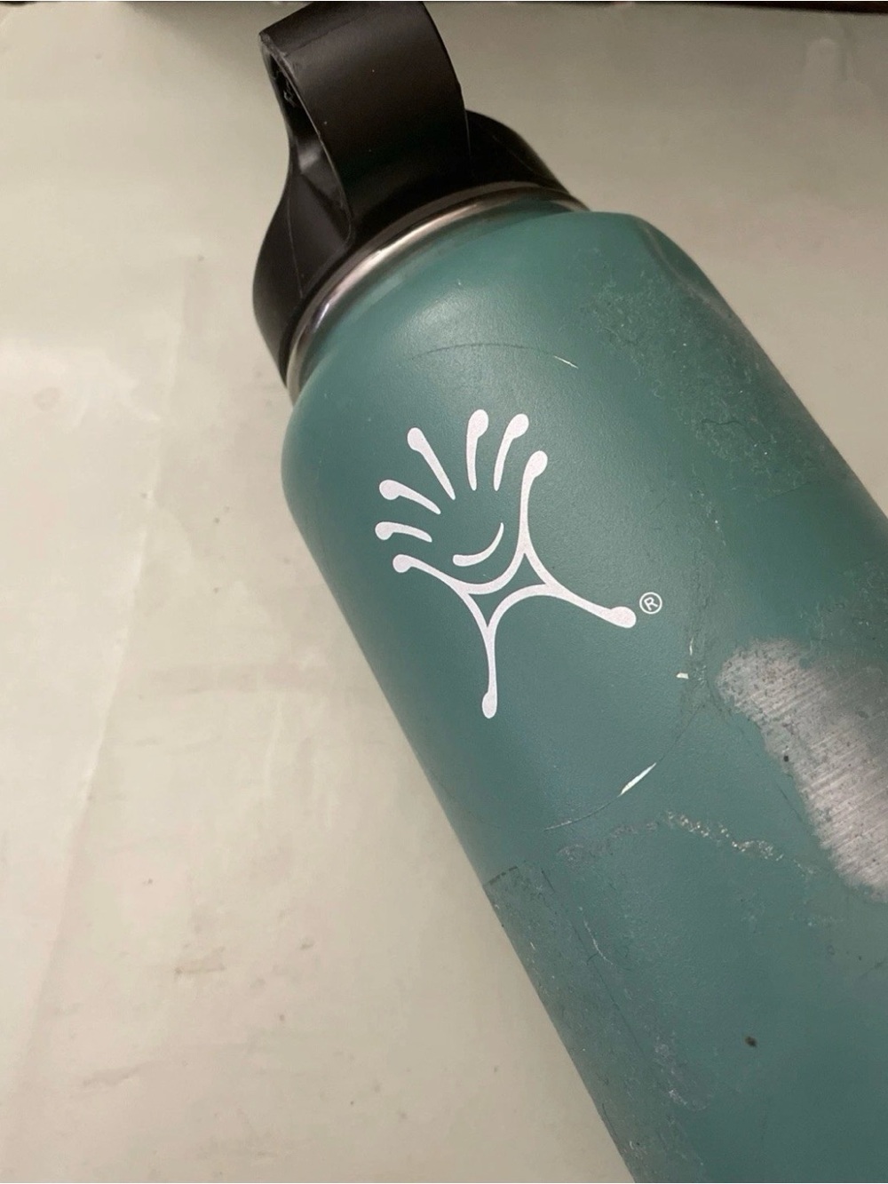 Hydro Flask Teal Bottle with Light Pink Base and Black Lid - Picture 3 of 7